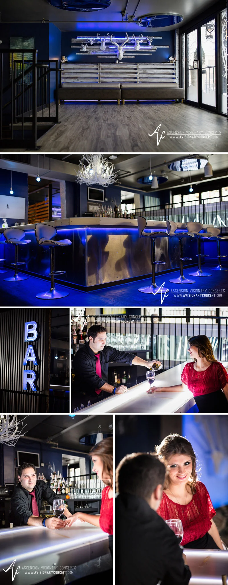 Trendy Bar and Lounge Engagement Photography Buffalo