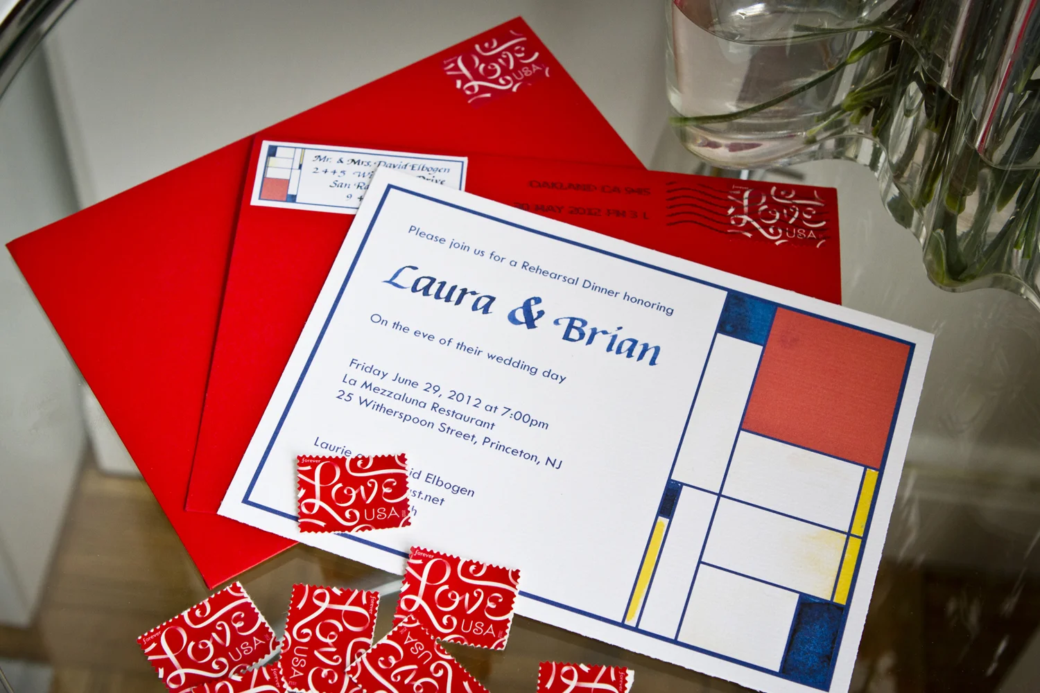 Red Love Collection Invitation and Return Address Sticker