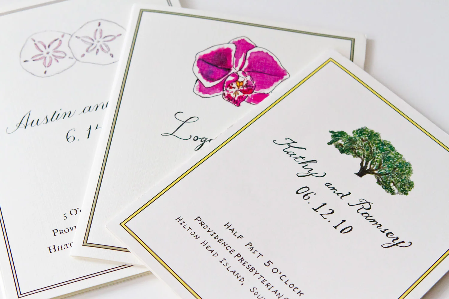 Four years....three siblings...three South Carolina weddings...three LAURA ANN custom wedding programs.