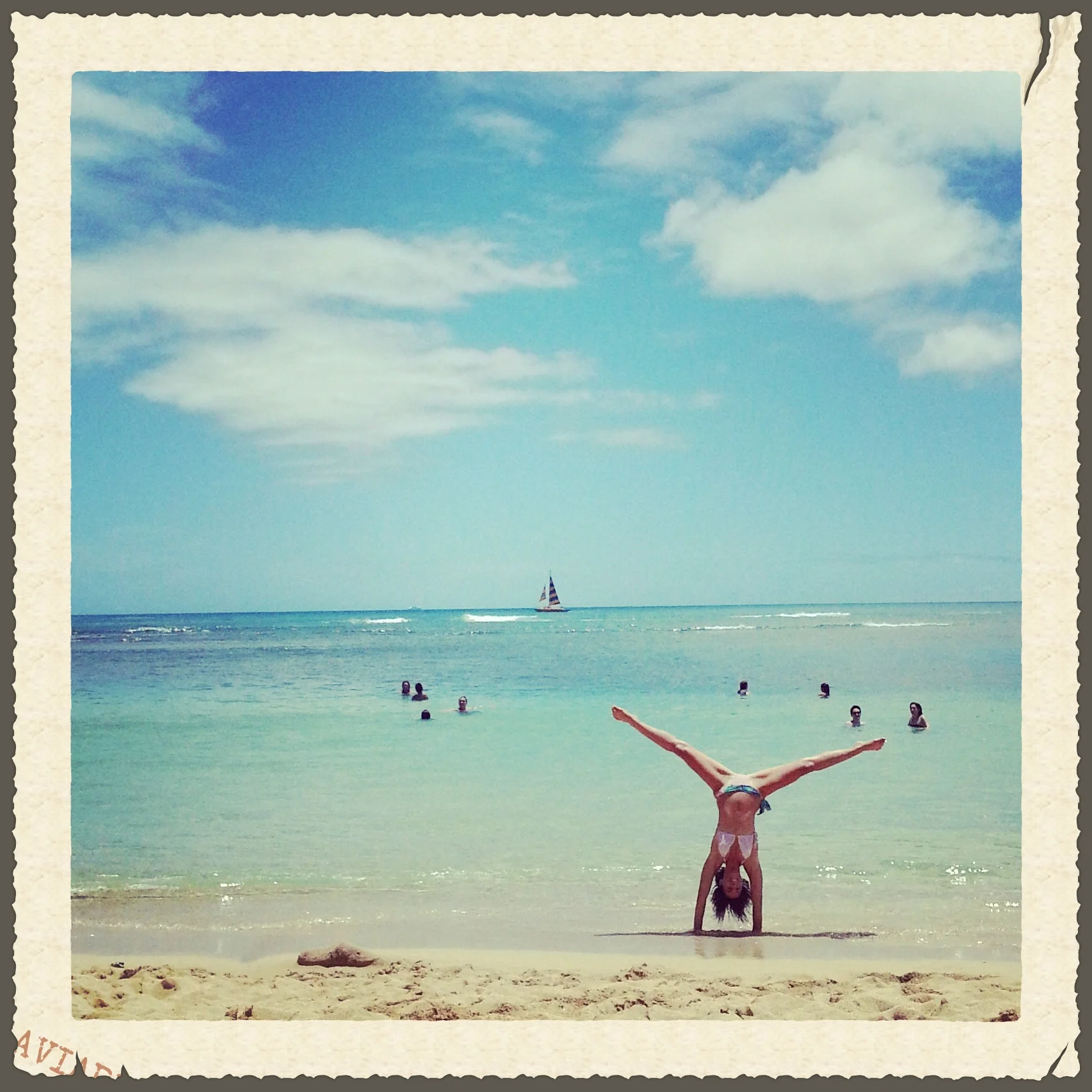 My personal birthday tradition is to take a cartwheel photo. Waikiki, age 29.