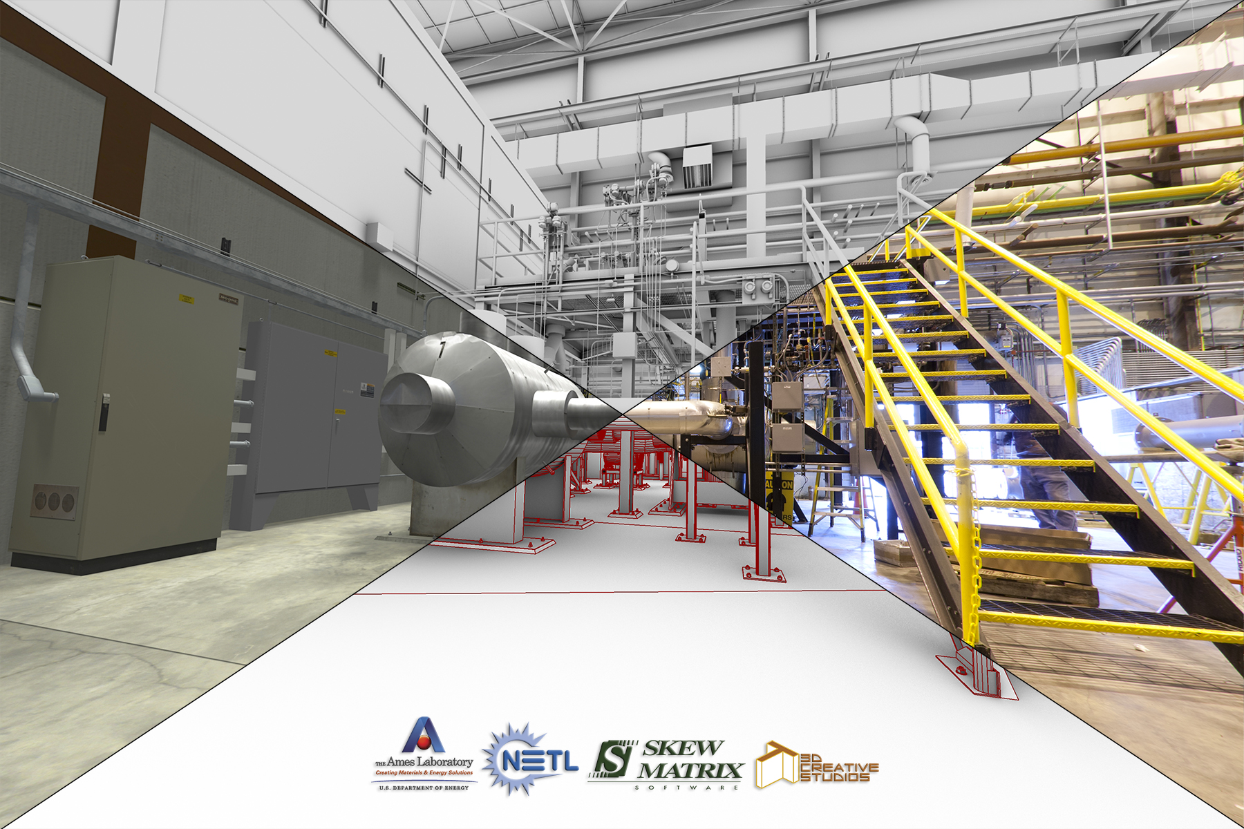 The Virtual Engineering Research Laboratory focuses on integration of information technologies and cognition into the engineering process to support decision making for, and the realization of, complex systems. The right hand side of this image is a photograph of the actual power plant.