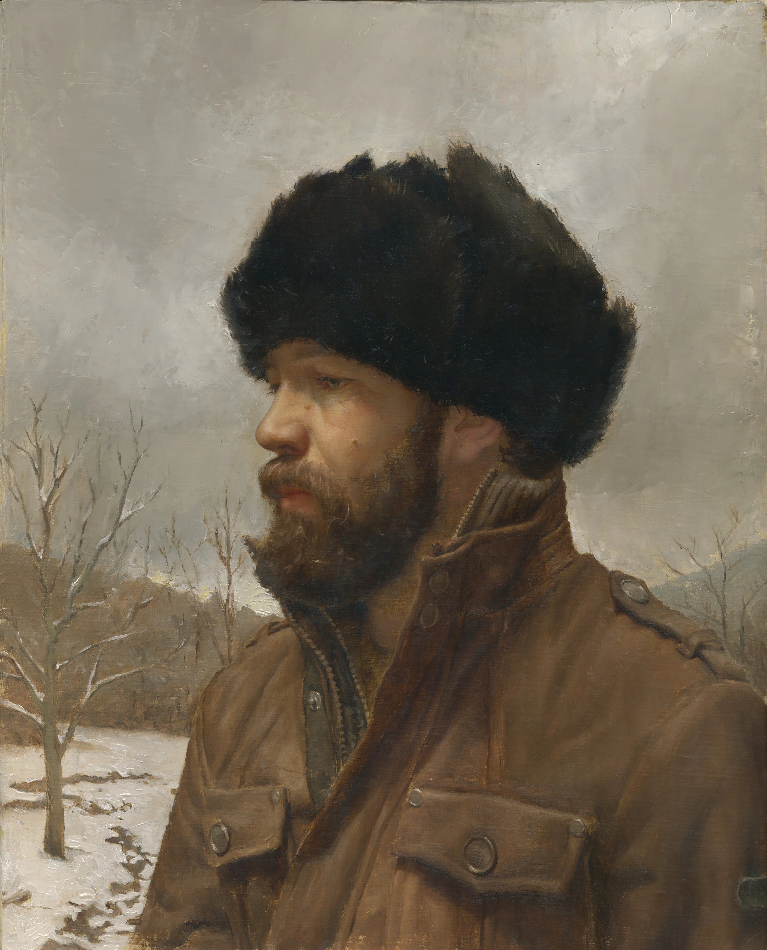  Self-Portrait in Russian Hat , Oil on Linen, 16" x 14", 2012 &nbsp;&nbsp;  Private Collection 