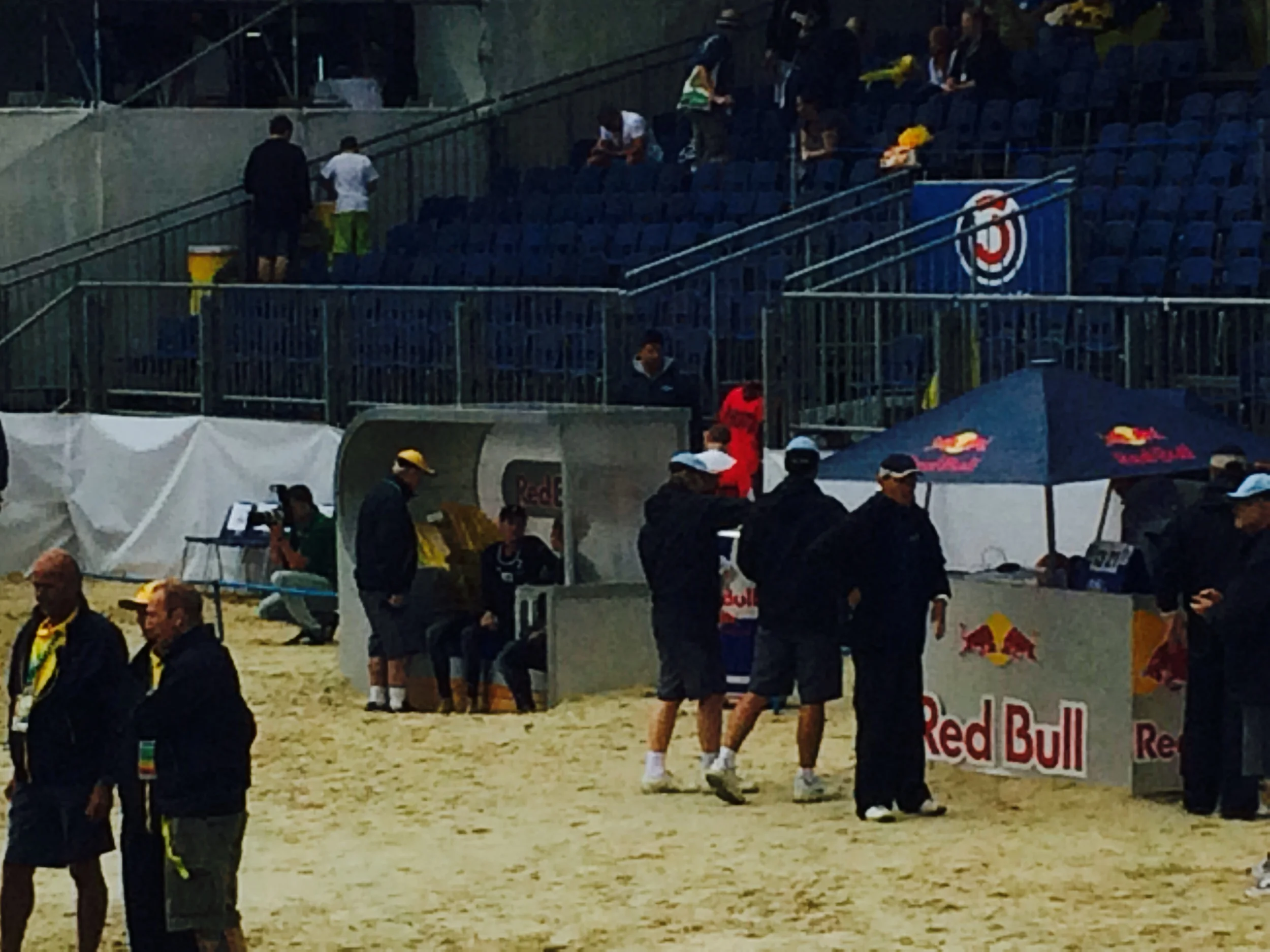Winner Kerri and April talking to Dominique - FIVB press delegate.