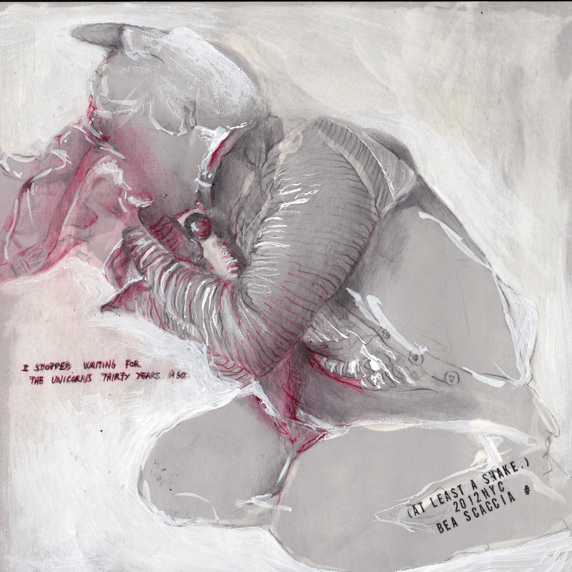 At least a snake n. 3/12 2012 pencil, pastels, chalk and wax on paper 8x8 inches