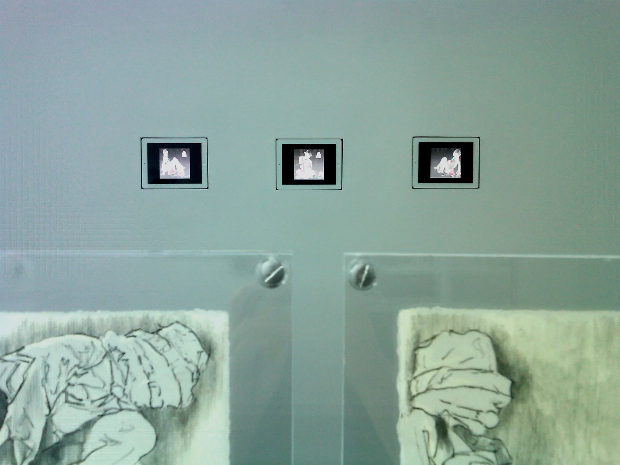 Wax drawings and 3 loop animations on ipad. BosiDamjanovic Gallery NYC 2011
