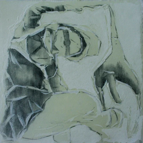 He, she, it. Drawing and wax on paper, 15x15 cm
