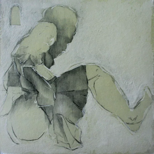 He, she, it. Drawing and wax on paper, 15x15 cm