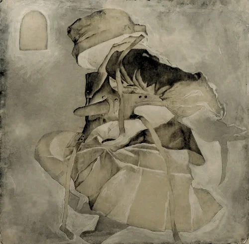 He, she, it. Drawing and wax on paper, 80x80 cm