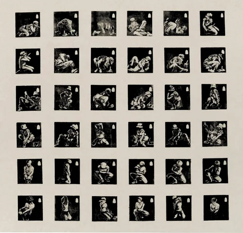 36 monotypes of 15x15 cm