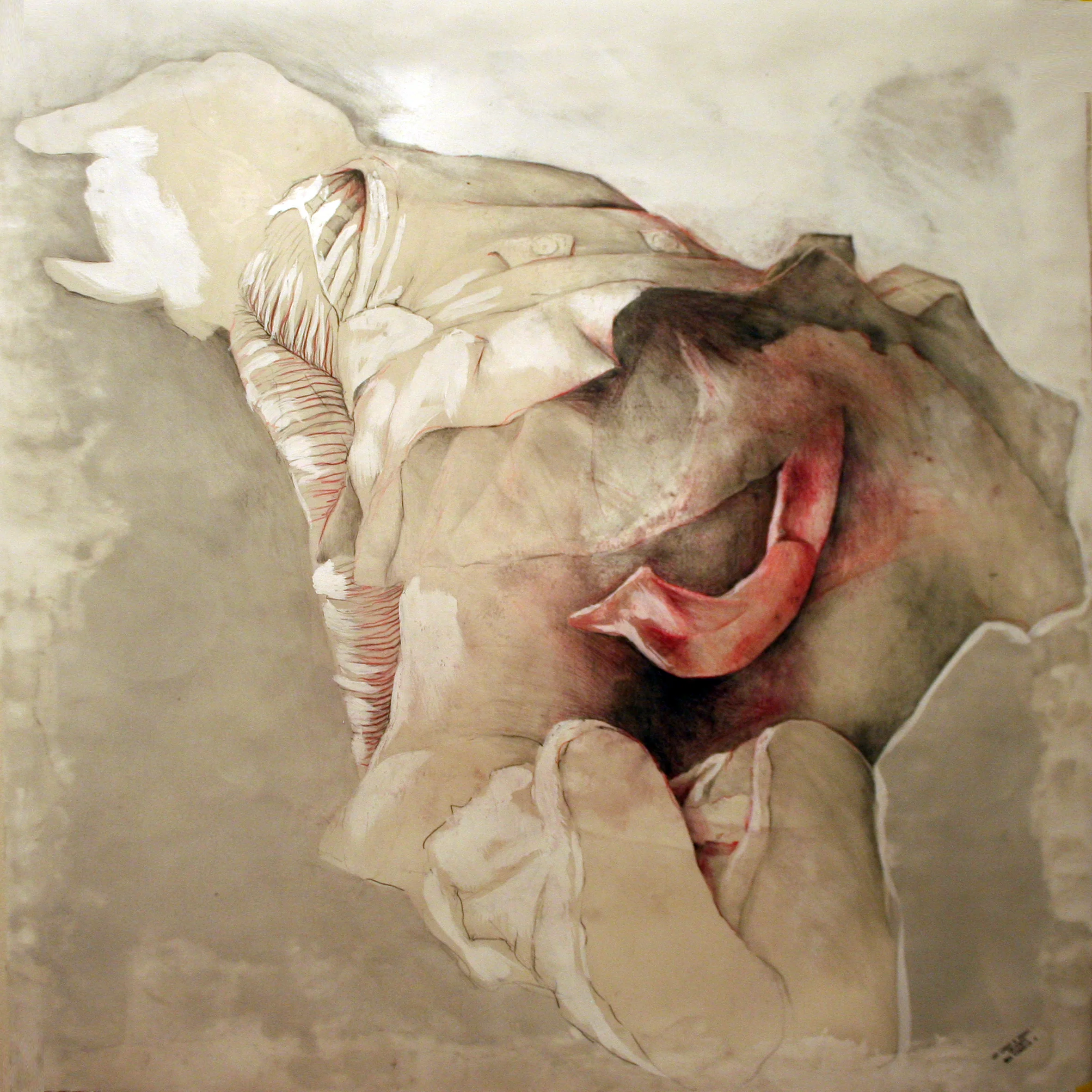 At least a snake n. 1/4 2012 pencil, pastels, chalk and wax on paper 40x40 inches