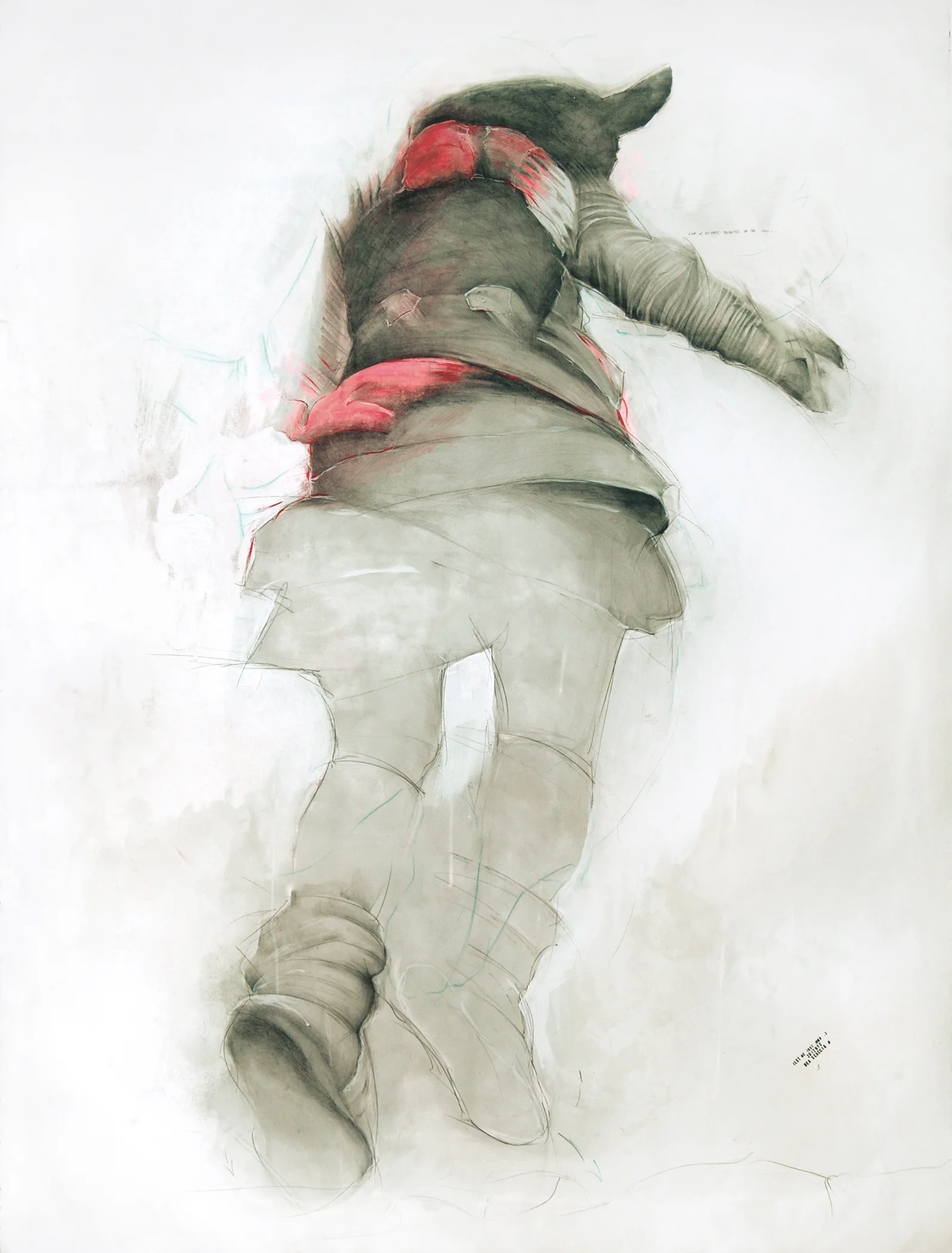 Untitled, The Perfect Stage 2012; 50 x 38 inch; pencil, gesso, oil pastels, oil and wax on paper 