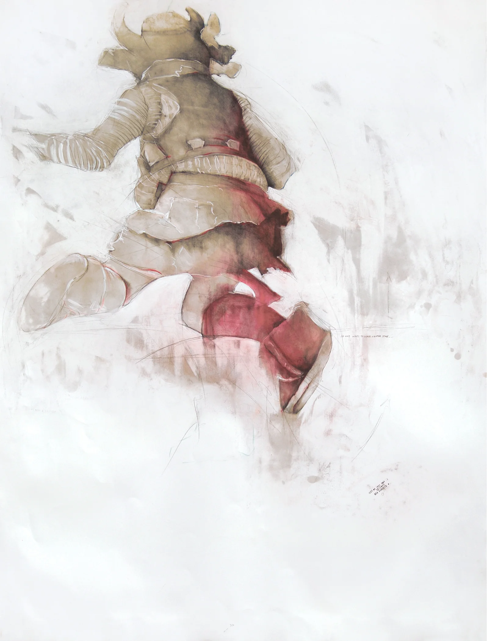 Untitled, The Perfect Stage 2012; 50 x 38 inch; pencil, gesso, oil pastels, oil and wax on paper (Private Collection, NYC)