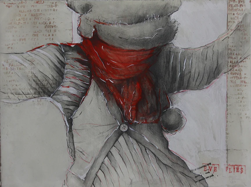 Eve flies 2014, pencils, gesso and wax on paper cm 28x38 (Private Collection)