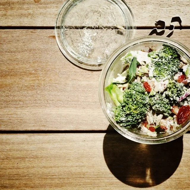 to lunch - cold broccoli salad from green kitchen stories