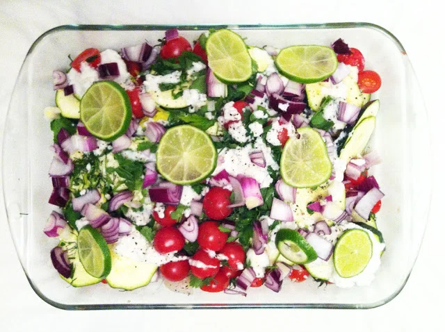 to bake - Fish with coconut milk and fresh herbs