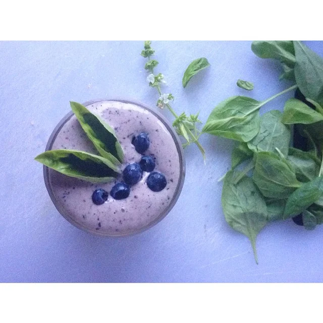 to smoothie - Favorite Blueberry Basil Protein Smoothie