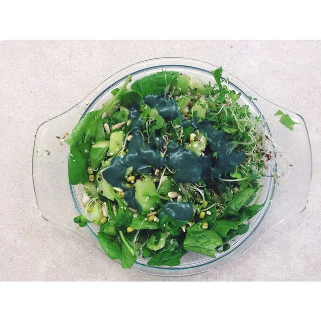 to lunch - spirulina sprout salad