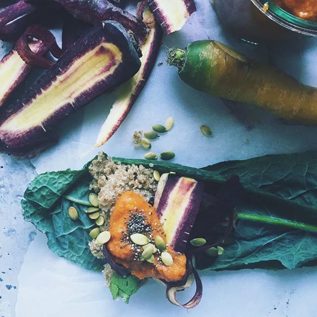 to make - collard green wrap quinoa cardamom and pumpkin butter