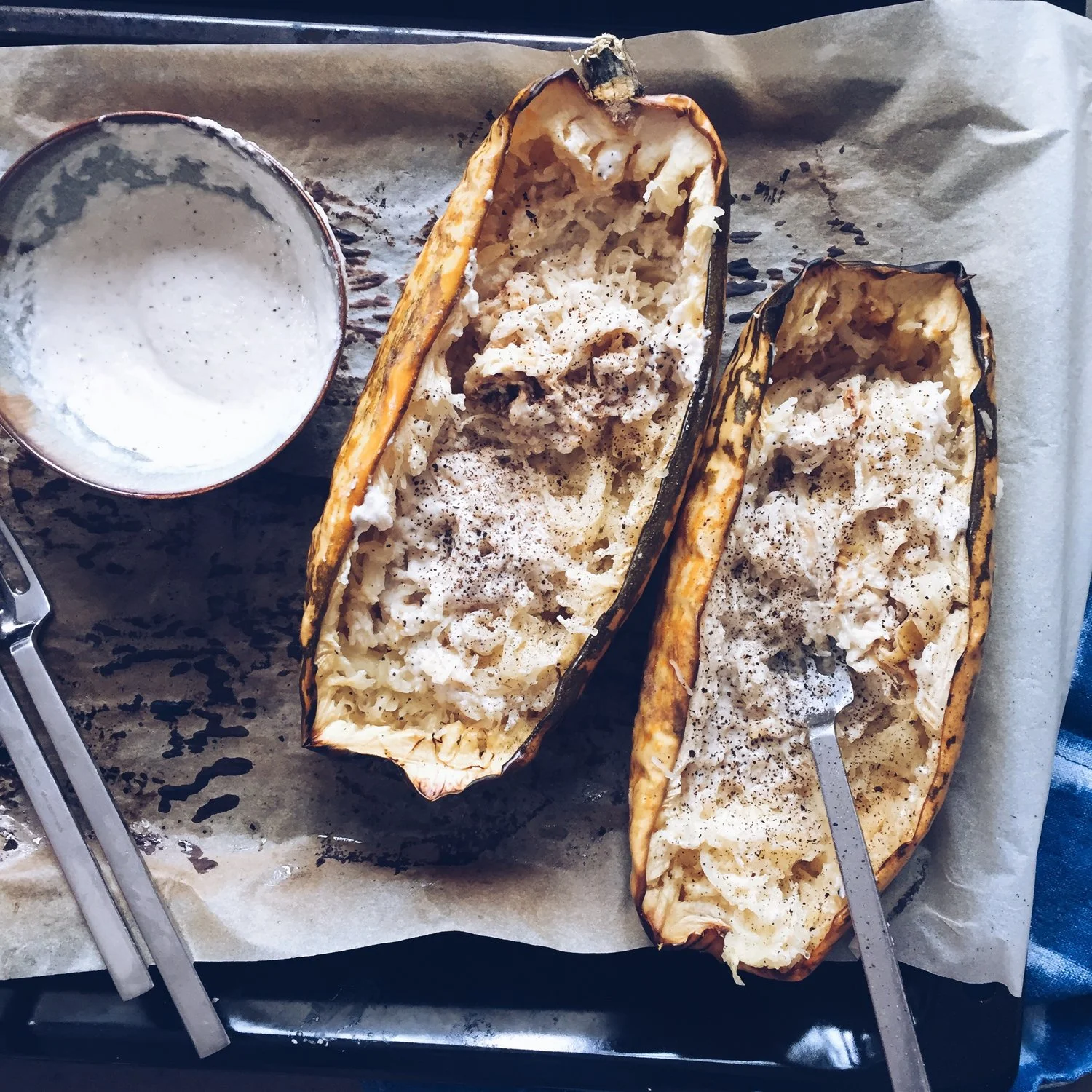 to make - CACIO Y PEPE SPAGHETTI SQUASH