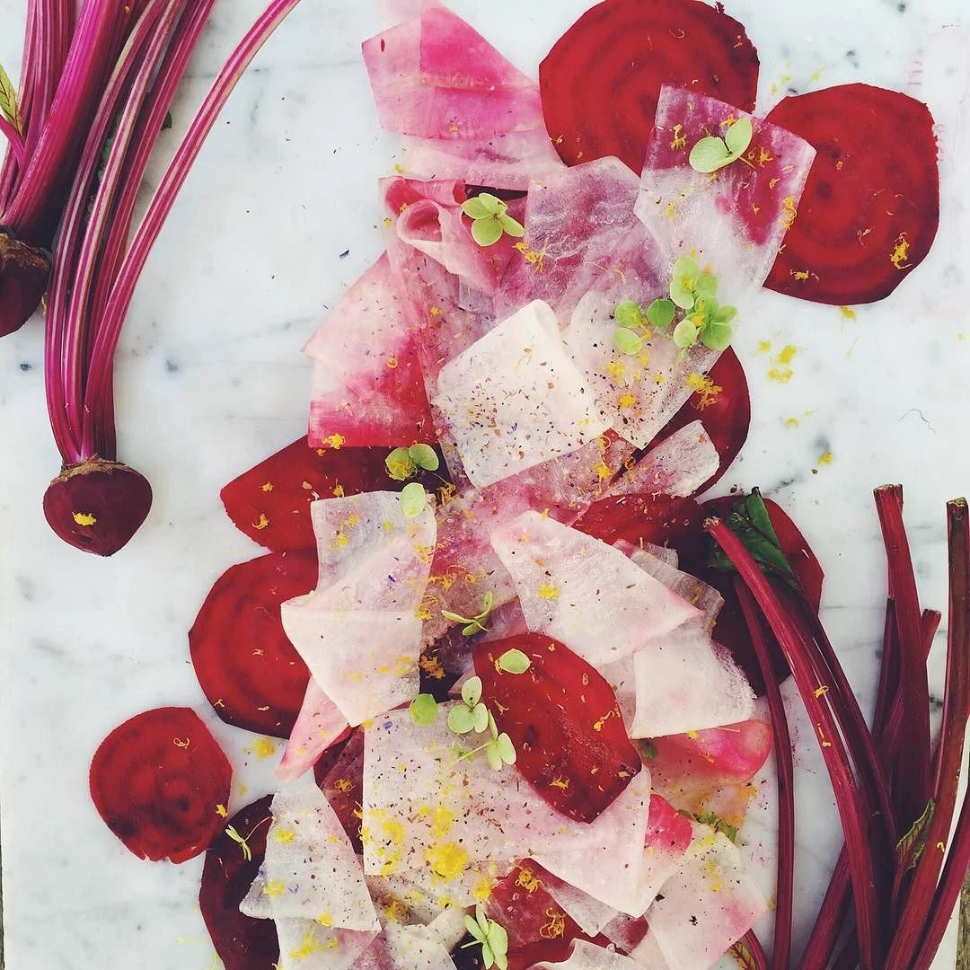 to make - Pink Ribbon Beetroot Daikon Spaghetti with Thyme Honey