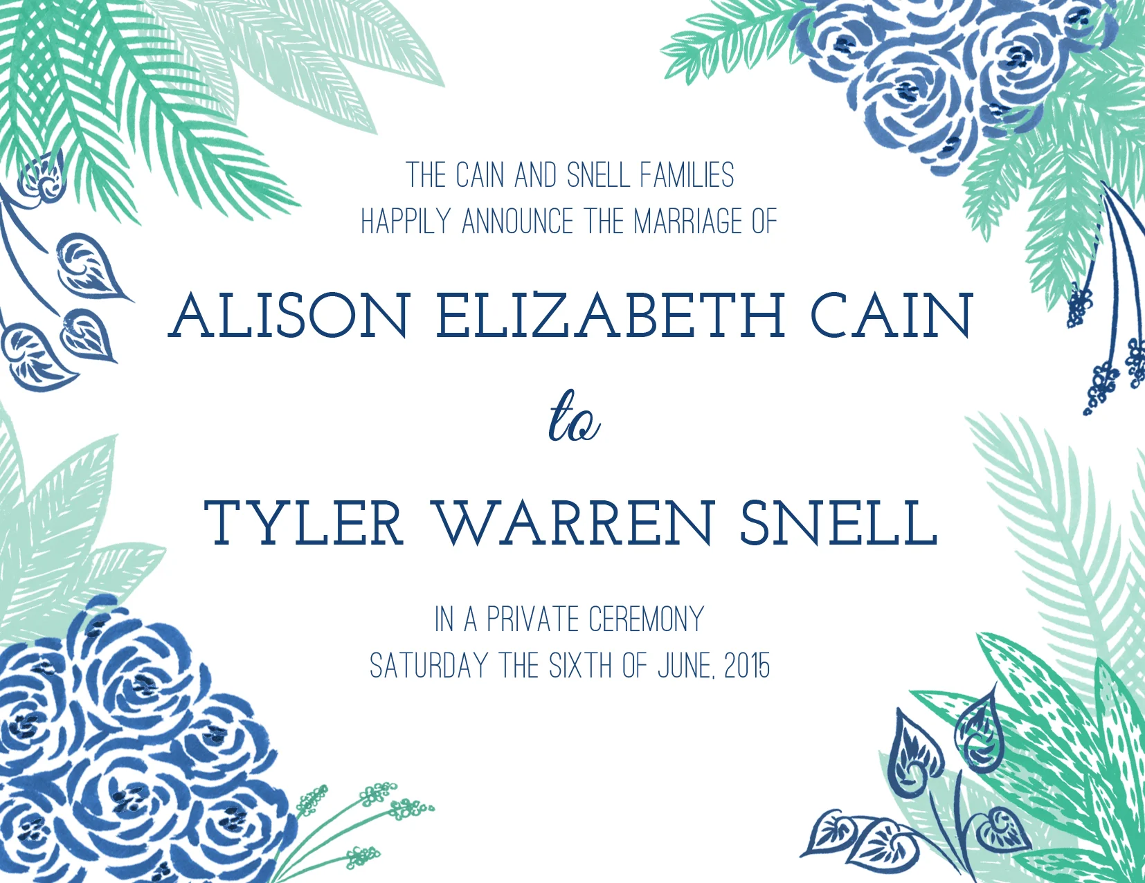 Cain + Snell Wedding Invitation