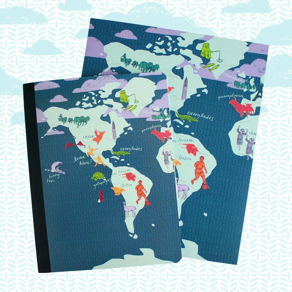 World Map Folders and Notebooks (Staples)