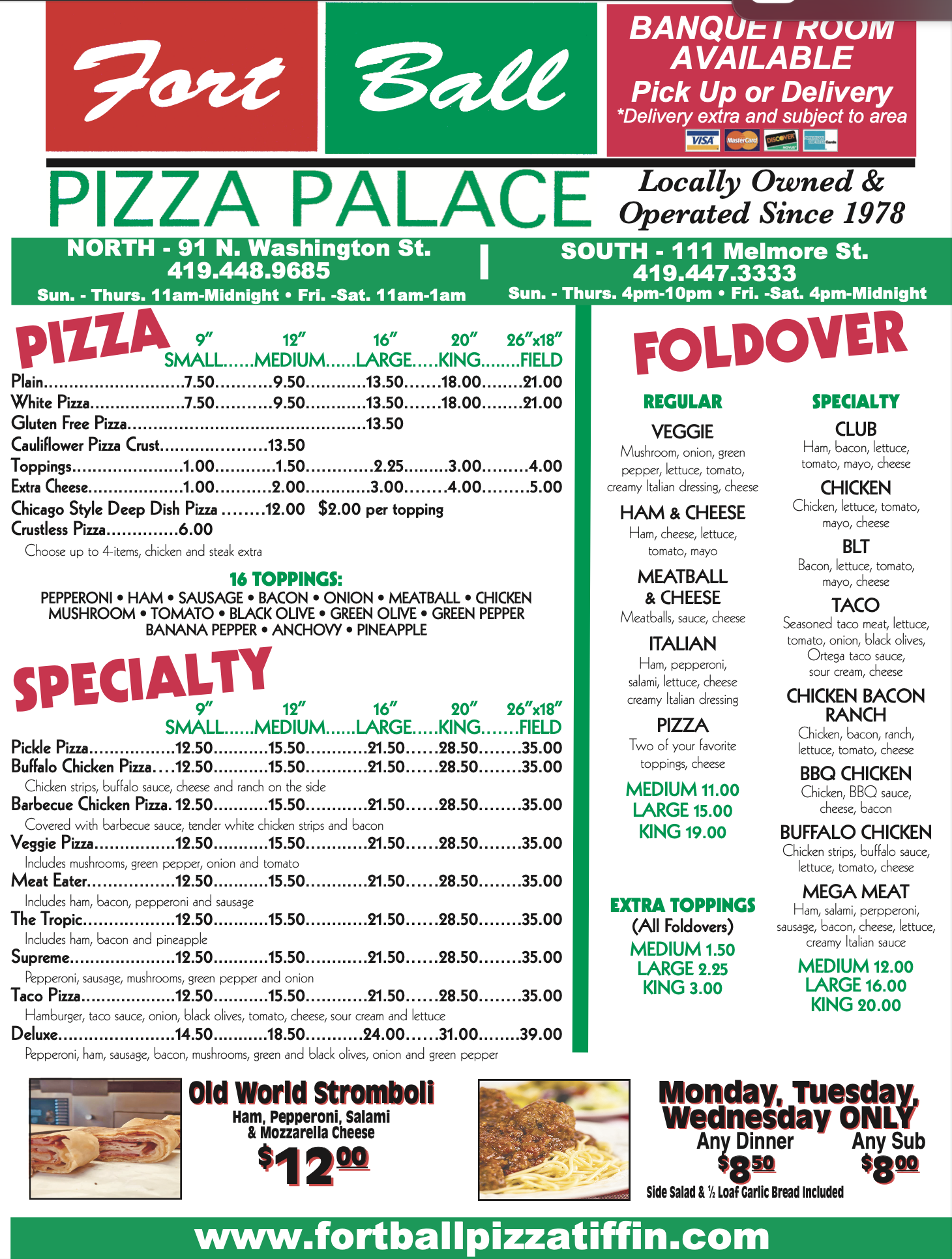 Menu — Fort Ball Pizza Palace