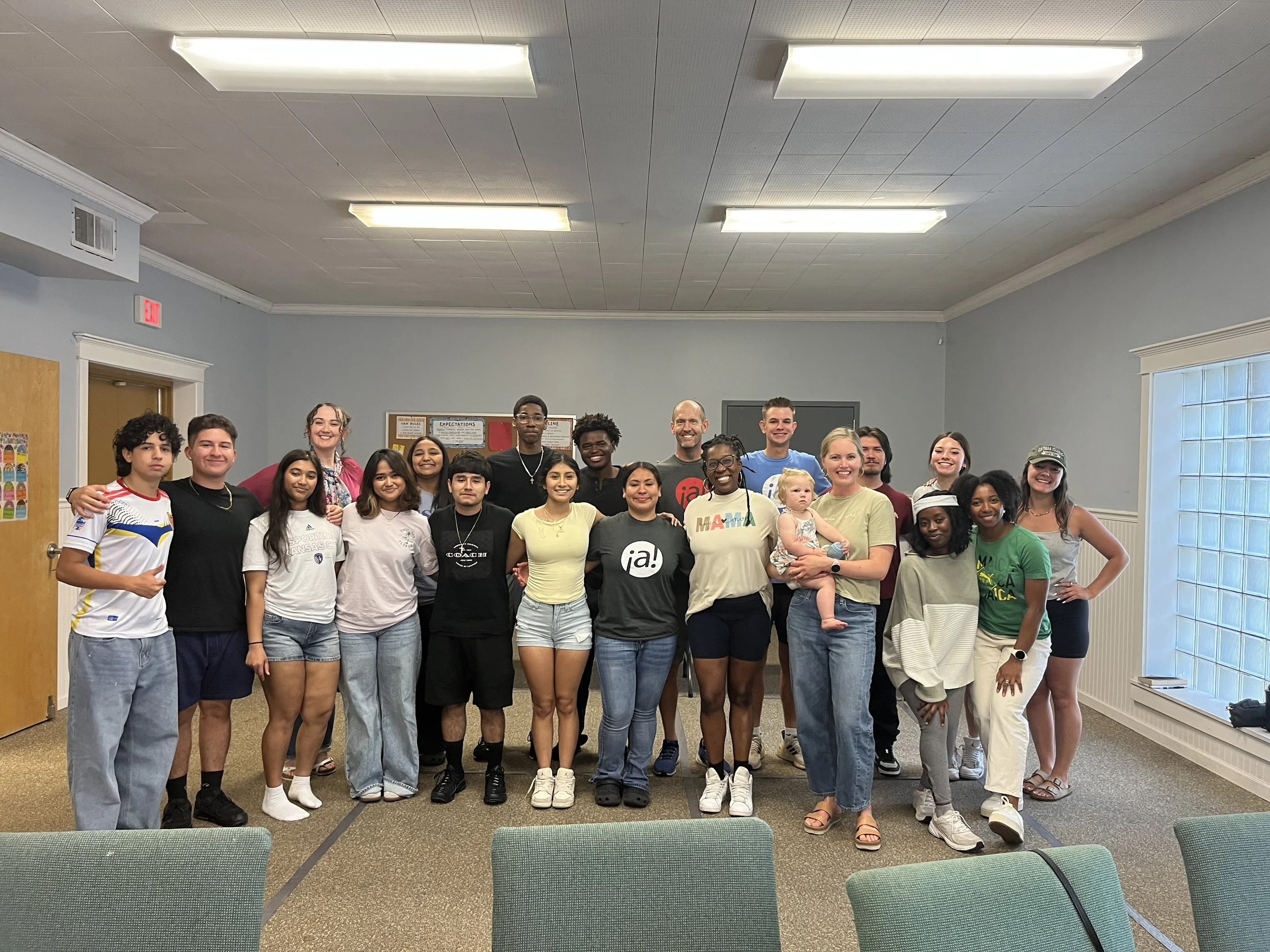 Photo of a gathering of current and former Mission Adelante summer interns