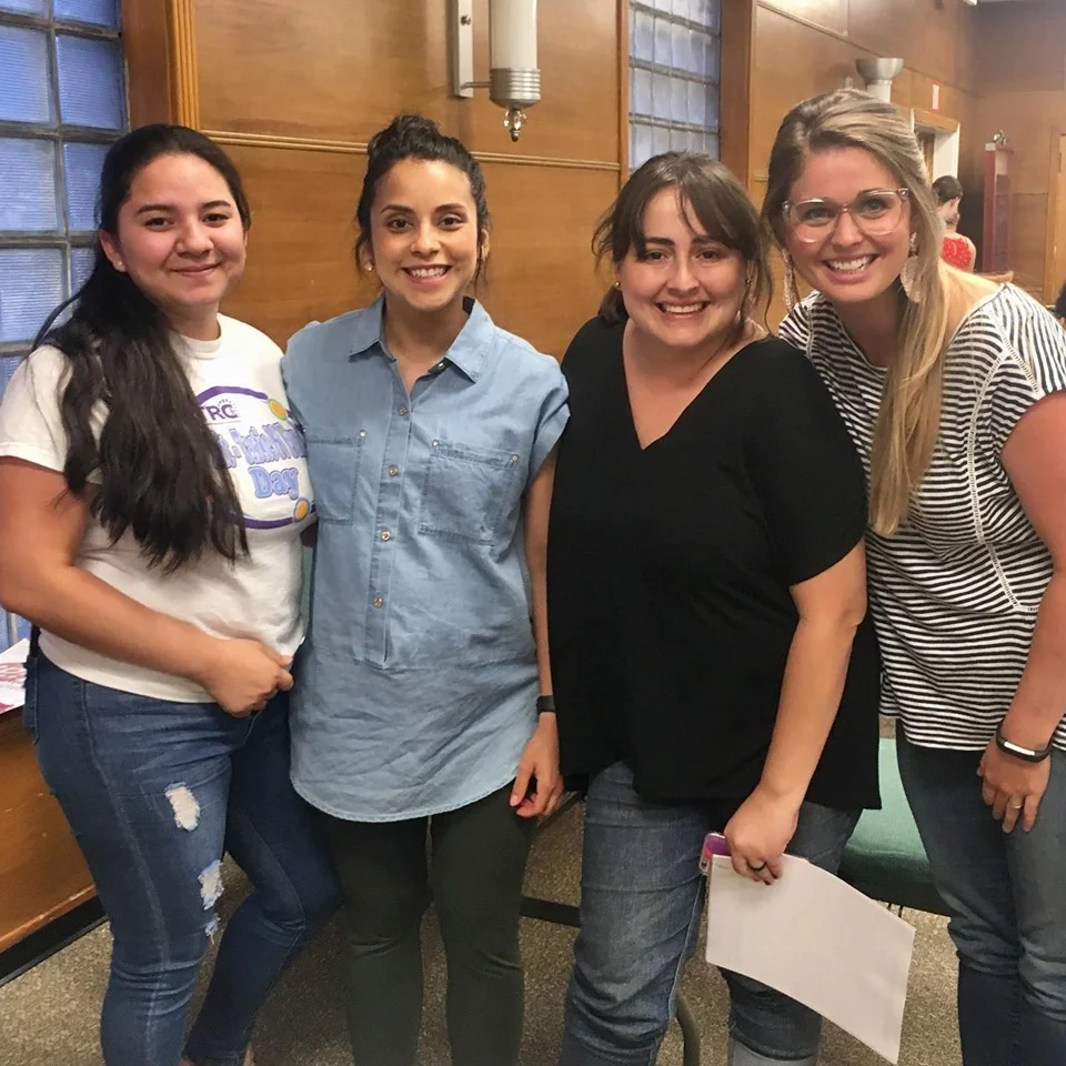 Ruth and Leidy pictured with another volunteer and student from ESL.
