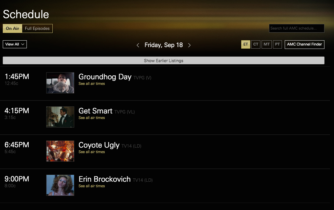 AMC Schedule - Friday