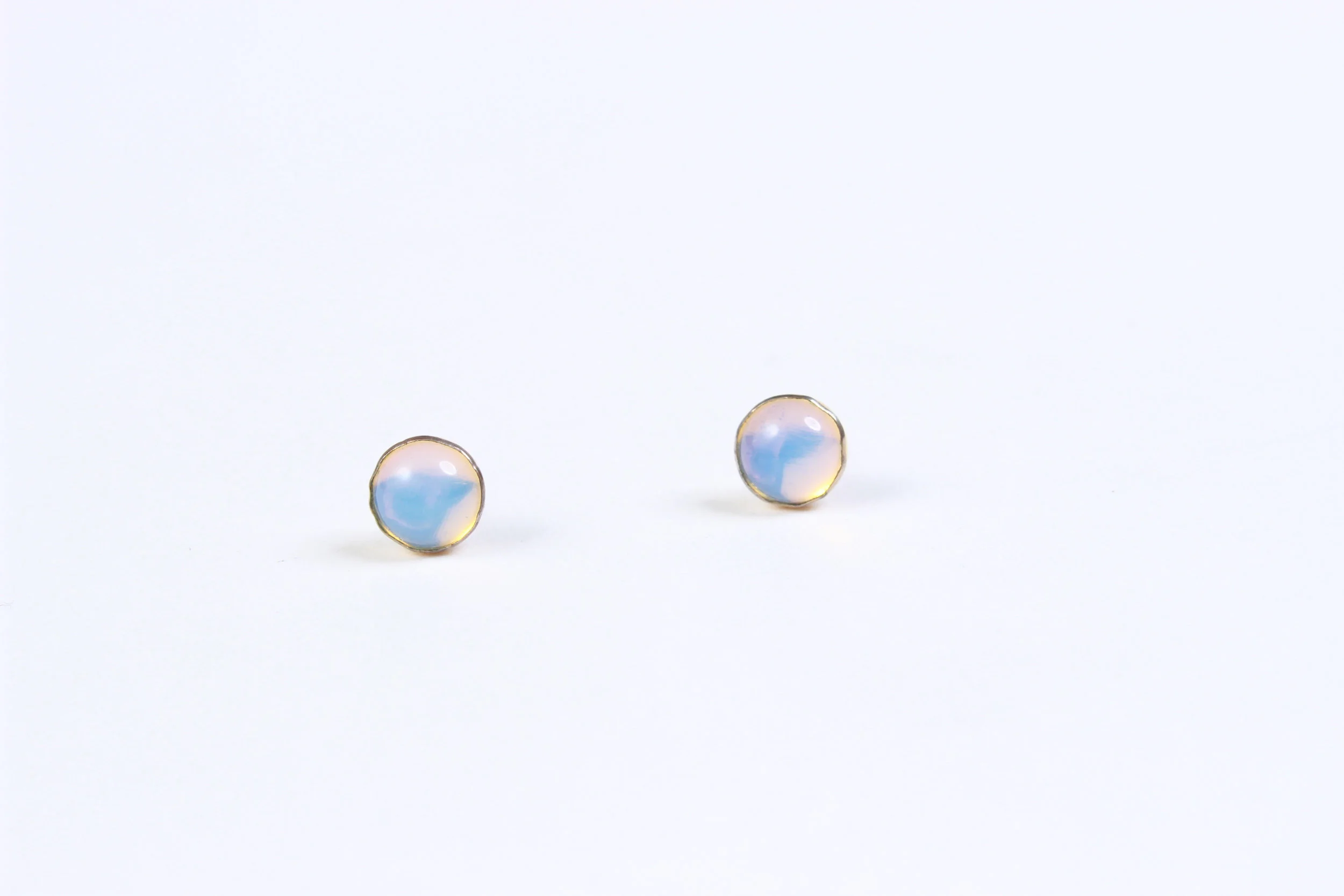 handmade jewelry opaline opalite green aventurine stone stud post earrings