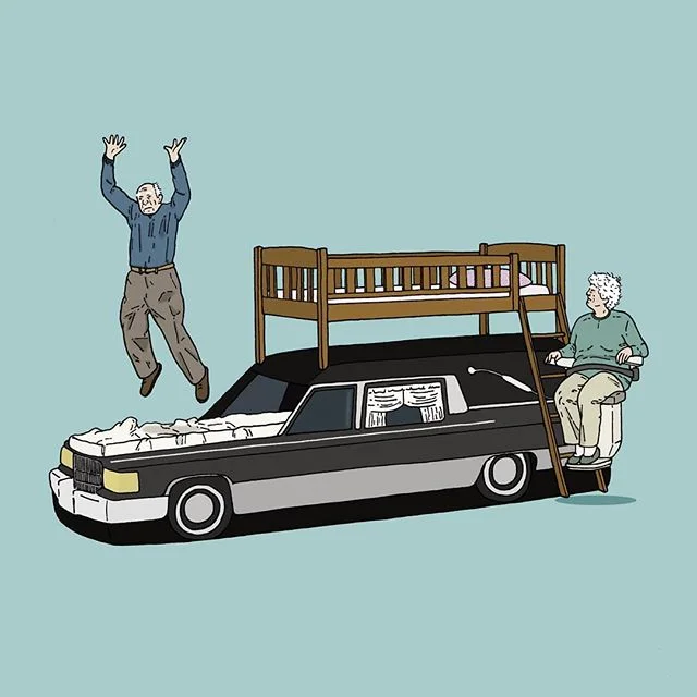 I always wanted a car bed growing up, now I can! I call top bunk!! #bunkbed #hearse #carbed #stairlift #excited #sleeptight