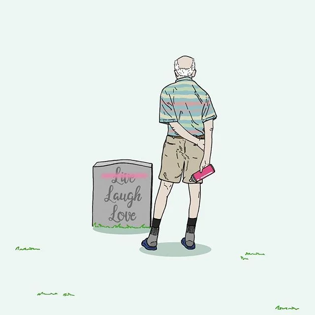 Just settled in after what felt like a 3 month move and can now get back to making some drawings.  #livelaughlove #death #graffiti #old #cute @oldppldoingthings