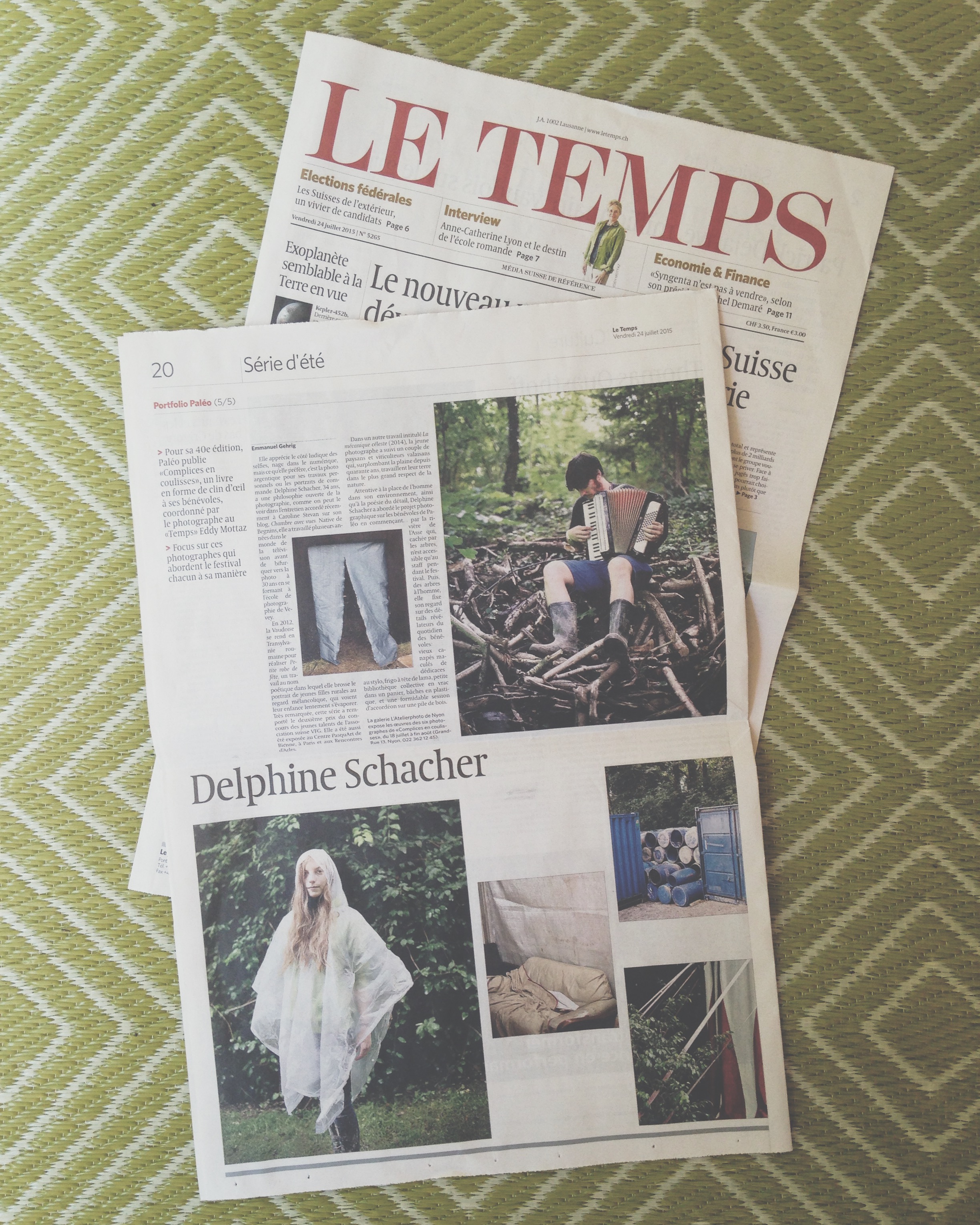 LE TEMPS, vendredi 24 juillet 2015, par Emmanuel Gehrig