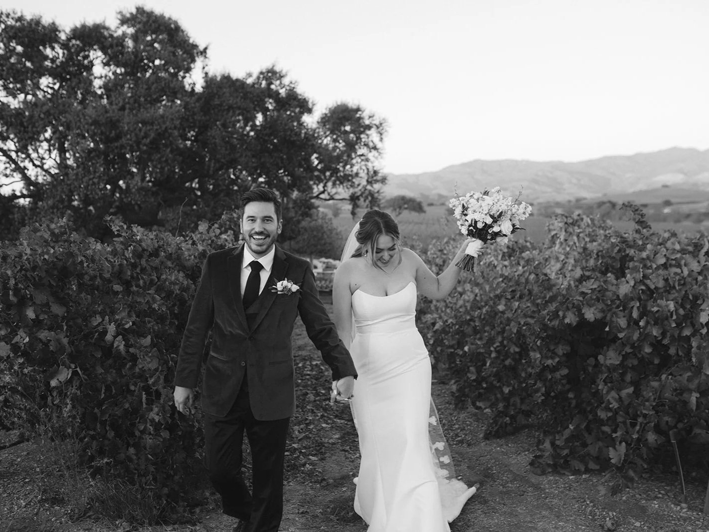 A romantic fall winery wedding in Santa Ynez Valley, captured through candid storytelling and film and digital photography. Santa Barbara wedding photographer documenting wine country weddings in California.