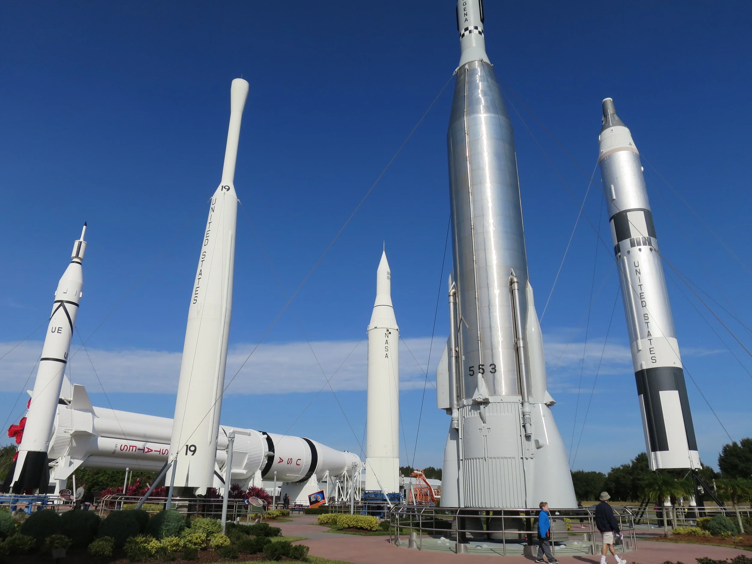 Will and Dad, teeny tiny in the rocket park.