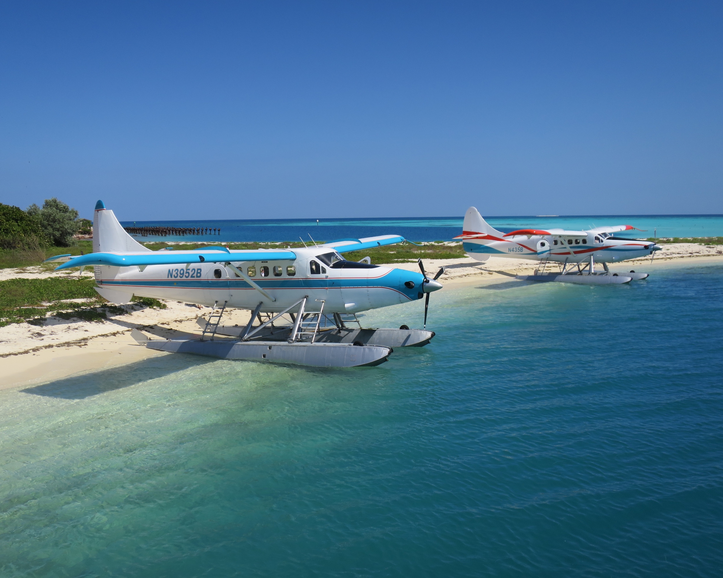 Seaplanes bring passengers from Key West to visit Fort Jefferson.