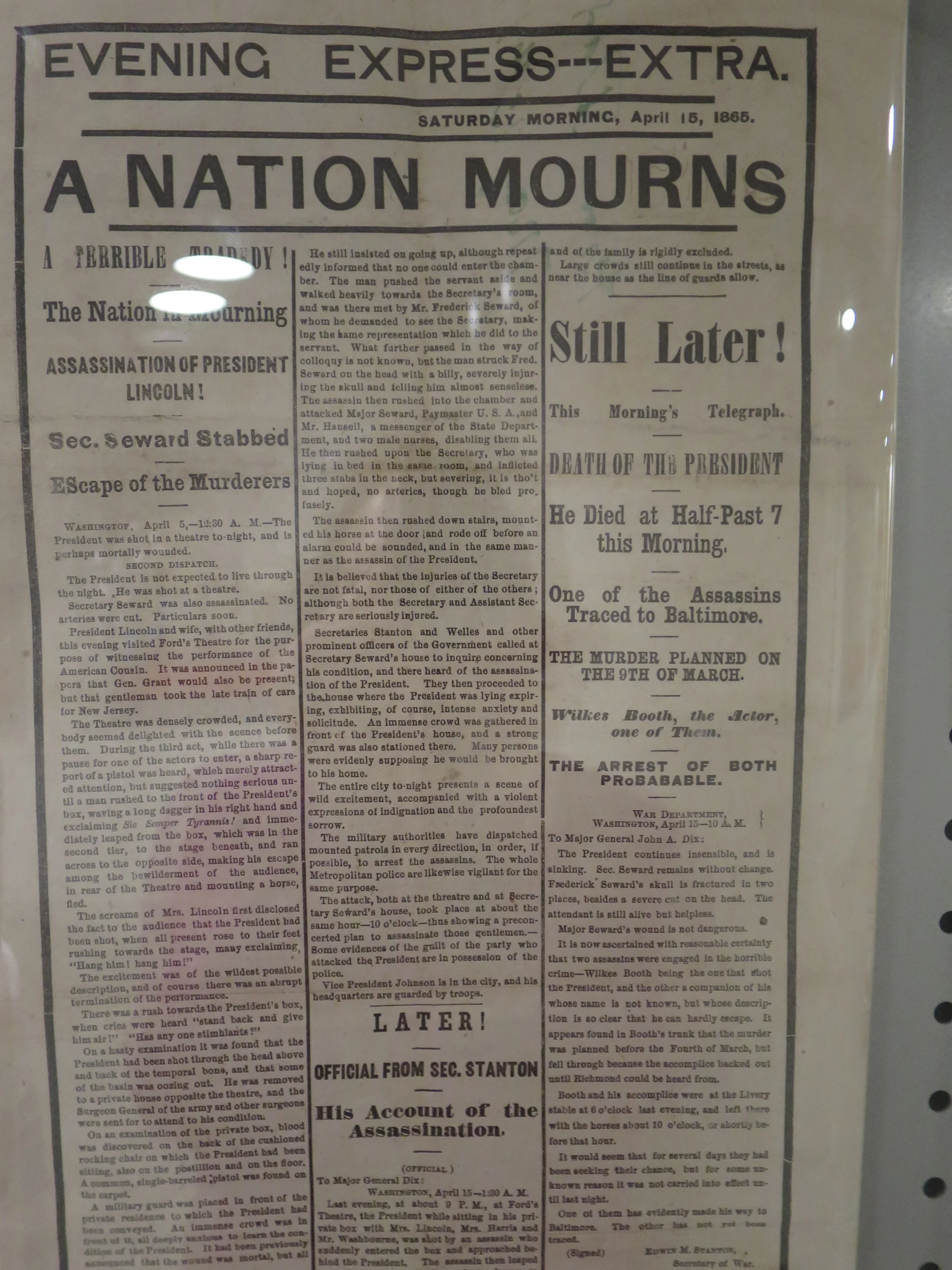We saw this newspaper story at the Newseum.
