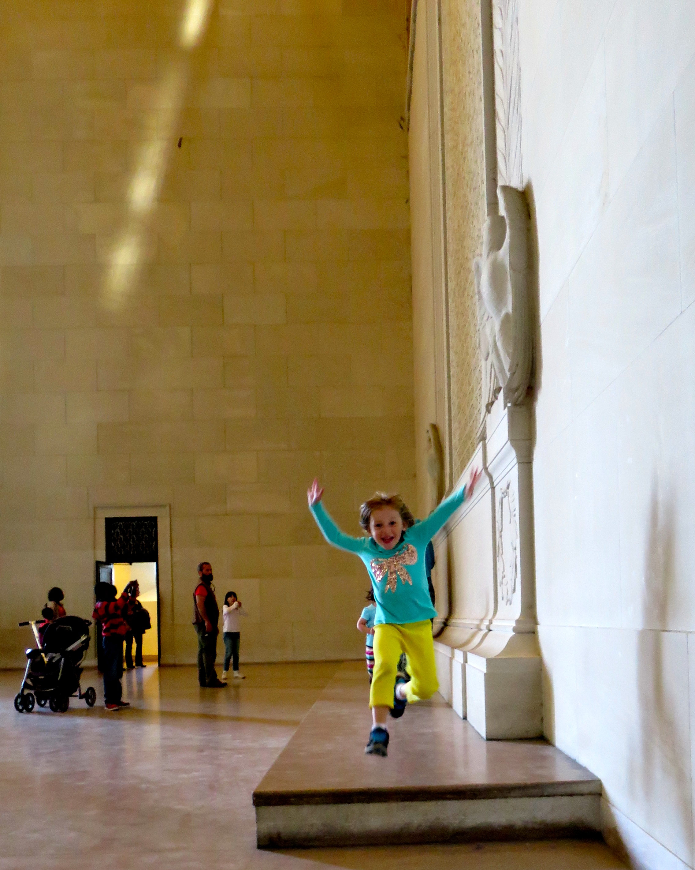 At the Lincoln Memorial, Callie joined a group of like-minded hooligans streaking back and forth in front of the Gettysburg Address.