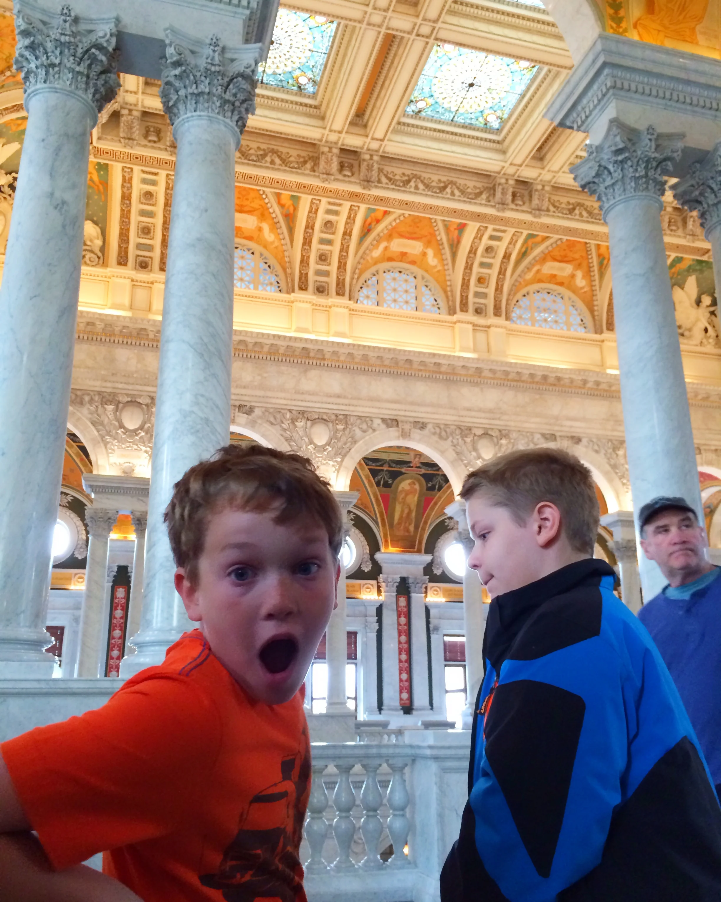The boys were duly impressed by the Library of Congress, but the big thrill was spotting parts of the library featured in "National Treasure."