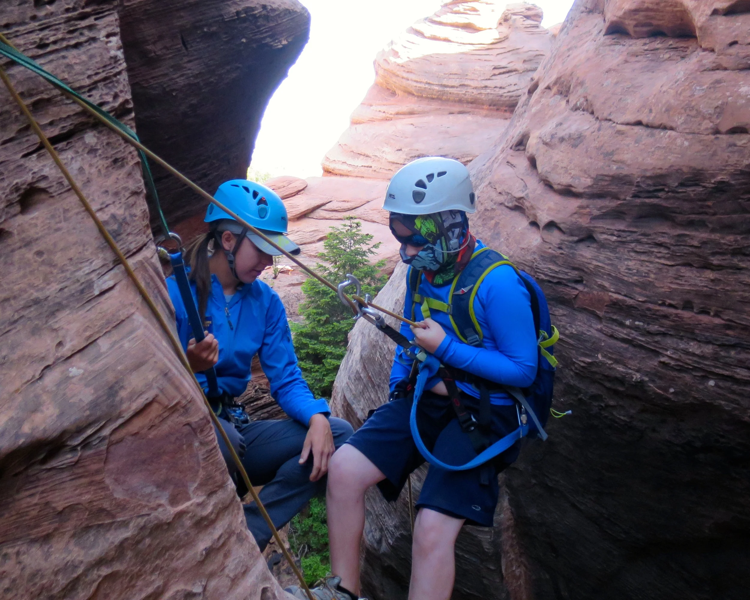 After the guide, I was the first to rappel down the wall. I wanted to get it over with!
