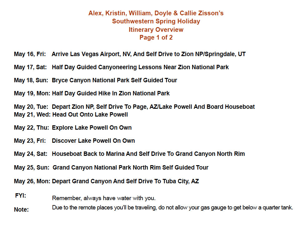 The Southwestern Itinerary