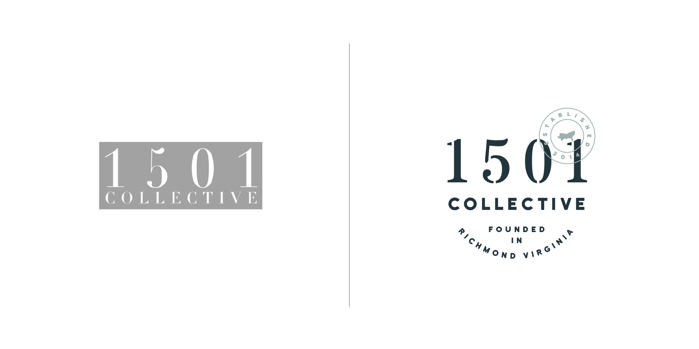 The client — 1501 Collective is a family run craft beverage business in Richmond, Virginia. The goal — The 1501 Collective logo needed to pay tribute to their beverage making heritage while firmly setting foot in the present. We worked on pairing a stencil style font historically used by coopers (barrel makers back in the day) and perfectly matched it was a modern san serif font to update the design. We thrive on projects like this that strike the perfect balance between classic design qualities of the past in a flexible logo identity system that works in the present.