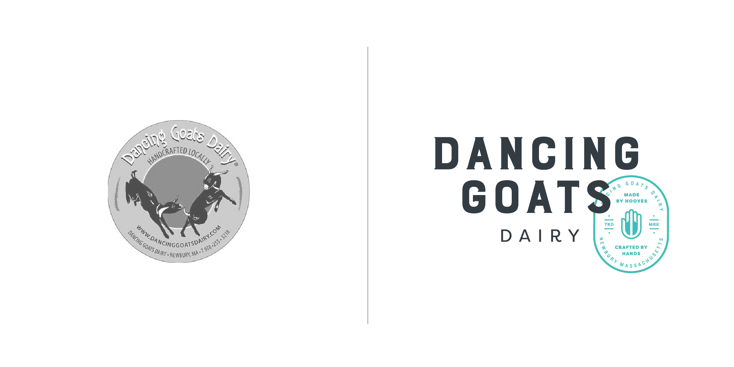 The client — Dancing Goats Dairy is a goat dairy on the North Shore of Massachusetts run by a young, sassy female goat whisperer and exceptionally talented cheese maker. The goal — To articulate a design that features their ridiculously tasty, high quality, classic French-style product with a modern flair for fusion. The design needed to honor the old-world cheese making craft while adding a sophisticated edge. While fresh, vibrant and youthful to compliment a new age female farmer, the DGD logo is also bold enough to compete within a traditionally male-dominated field. (View more of the project here.)