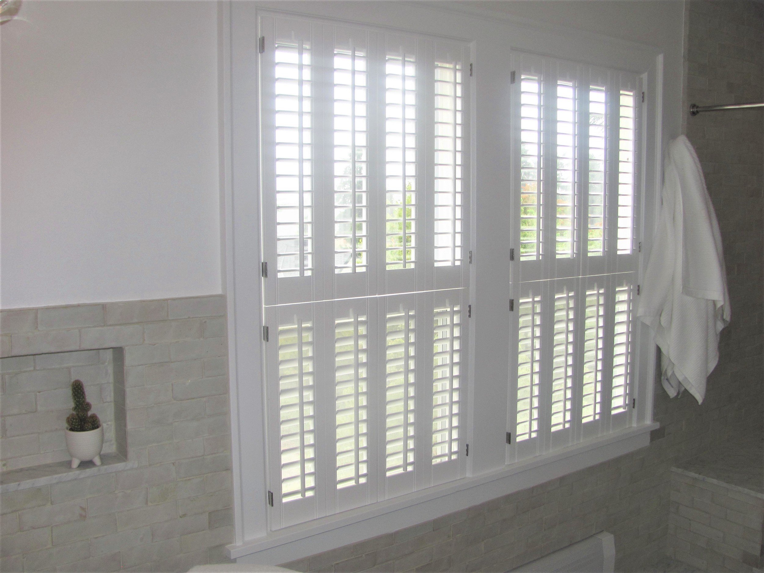 Bathroom shutters hinged closed