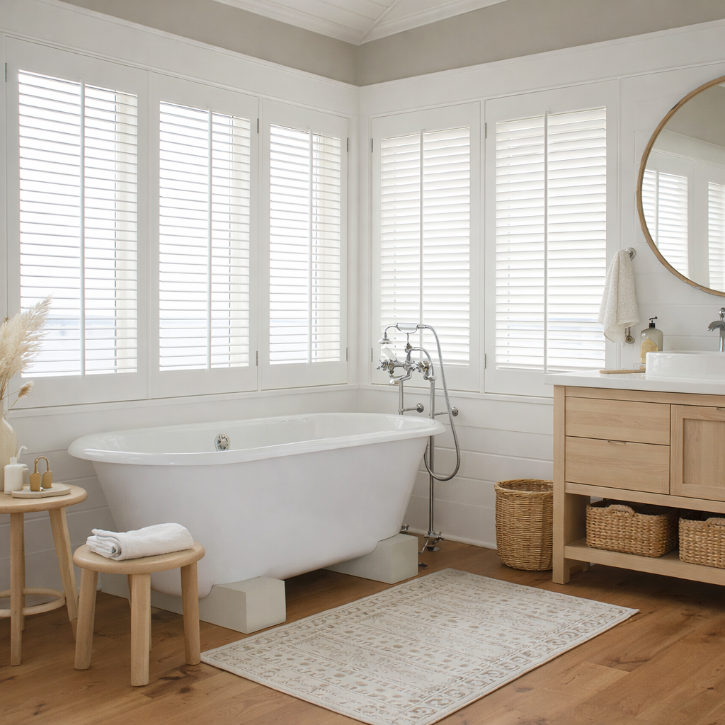 Traditional shutters in a bathroom