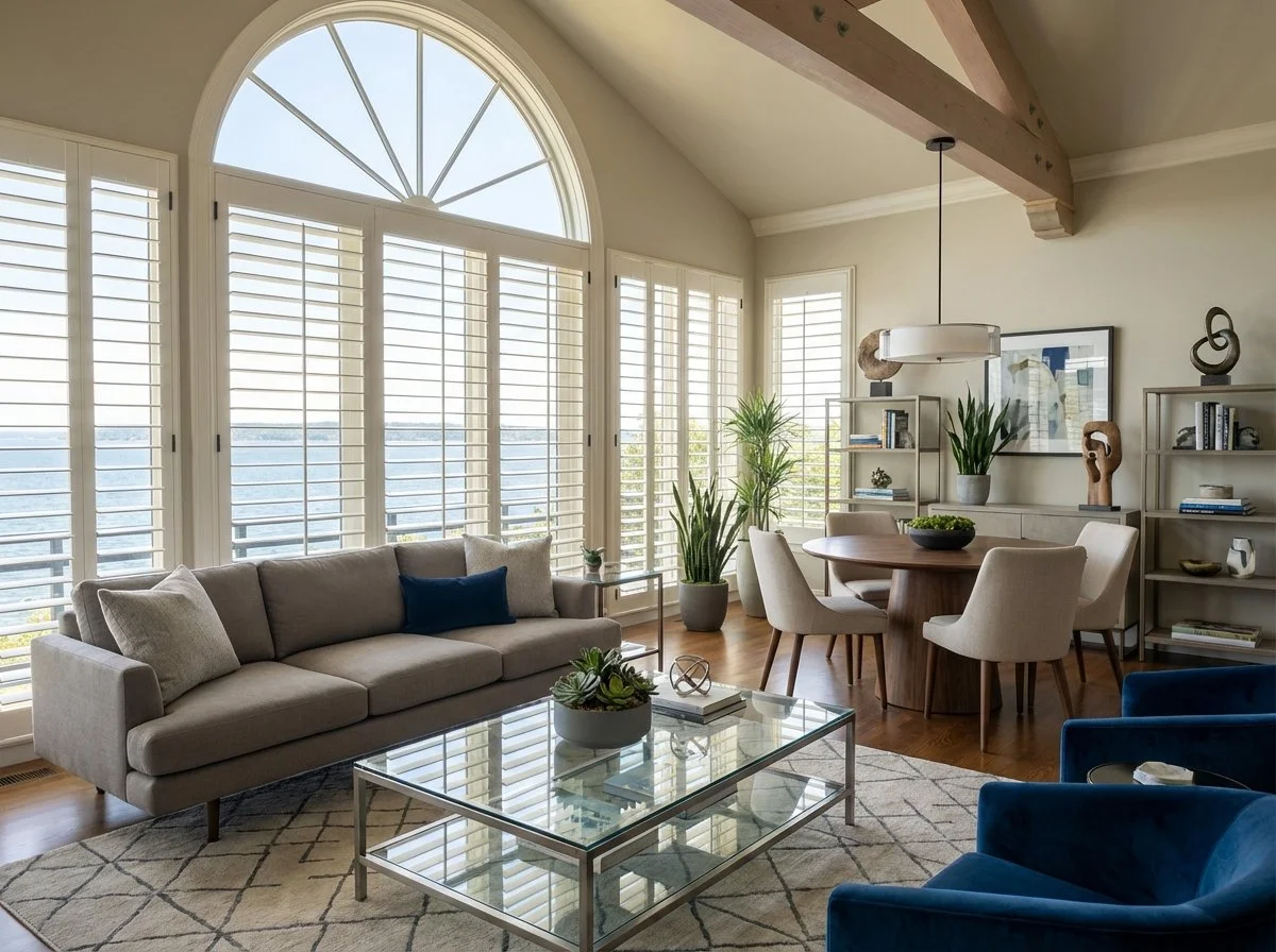 Living room shutters