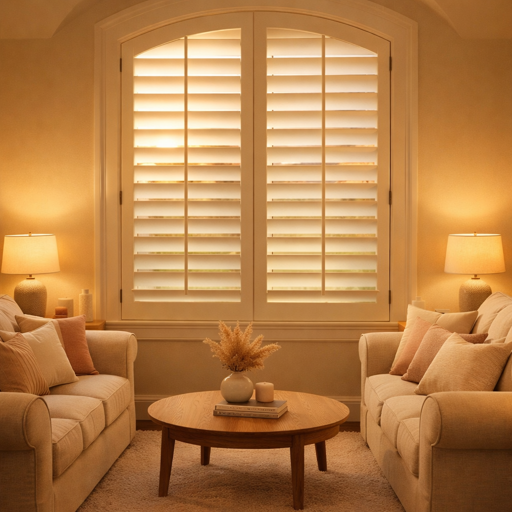 Arched shutters for living room