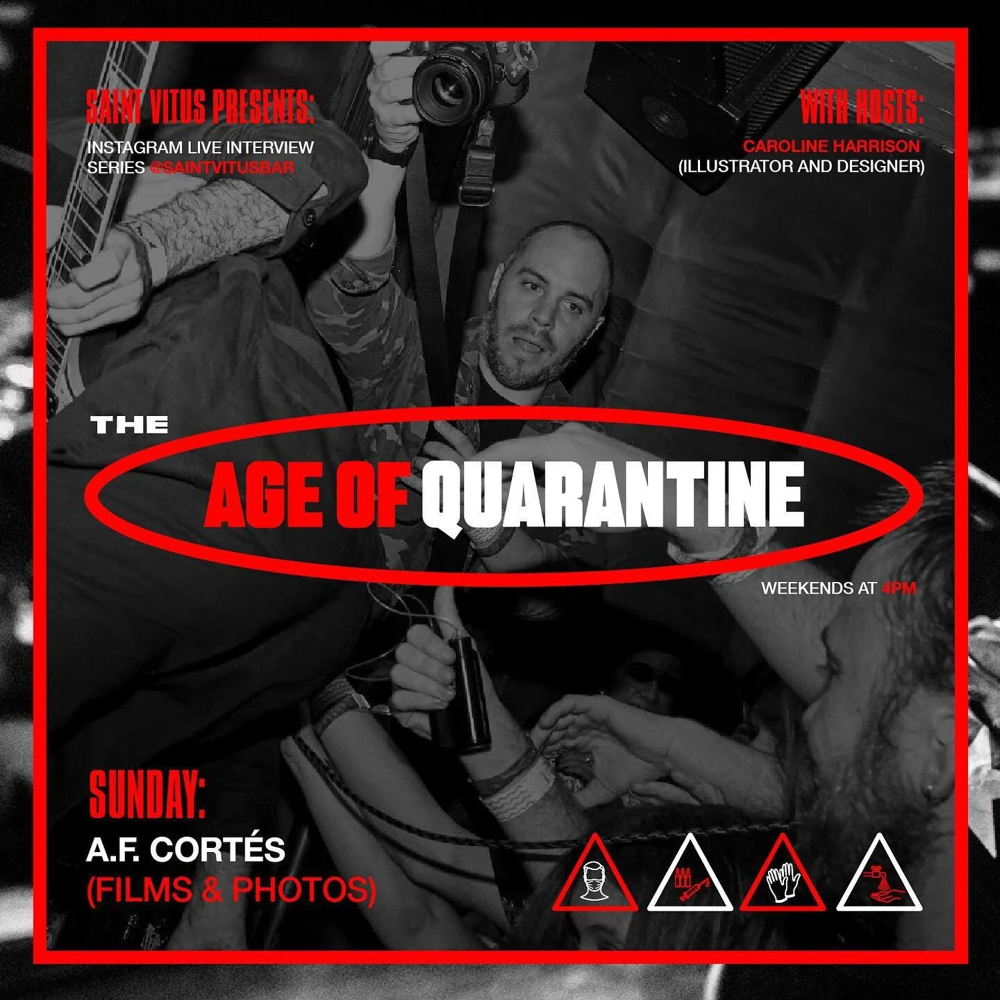 It is an honor to see my face in one of these posters 🖤🖤 I&rsquo;ll be a guest at Saint Vitus &ldquo;Age of Quarantine&rdquo; THIS SUNDAY Sept 13 at 4pm EST. We will be having a conversation with host Caroline Harrison an artist that I deeply admir