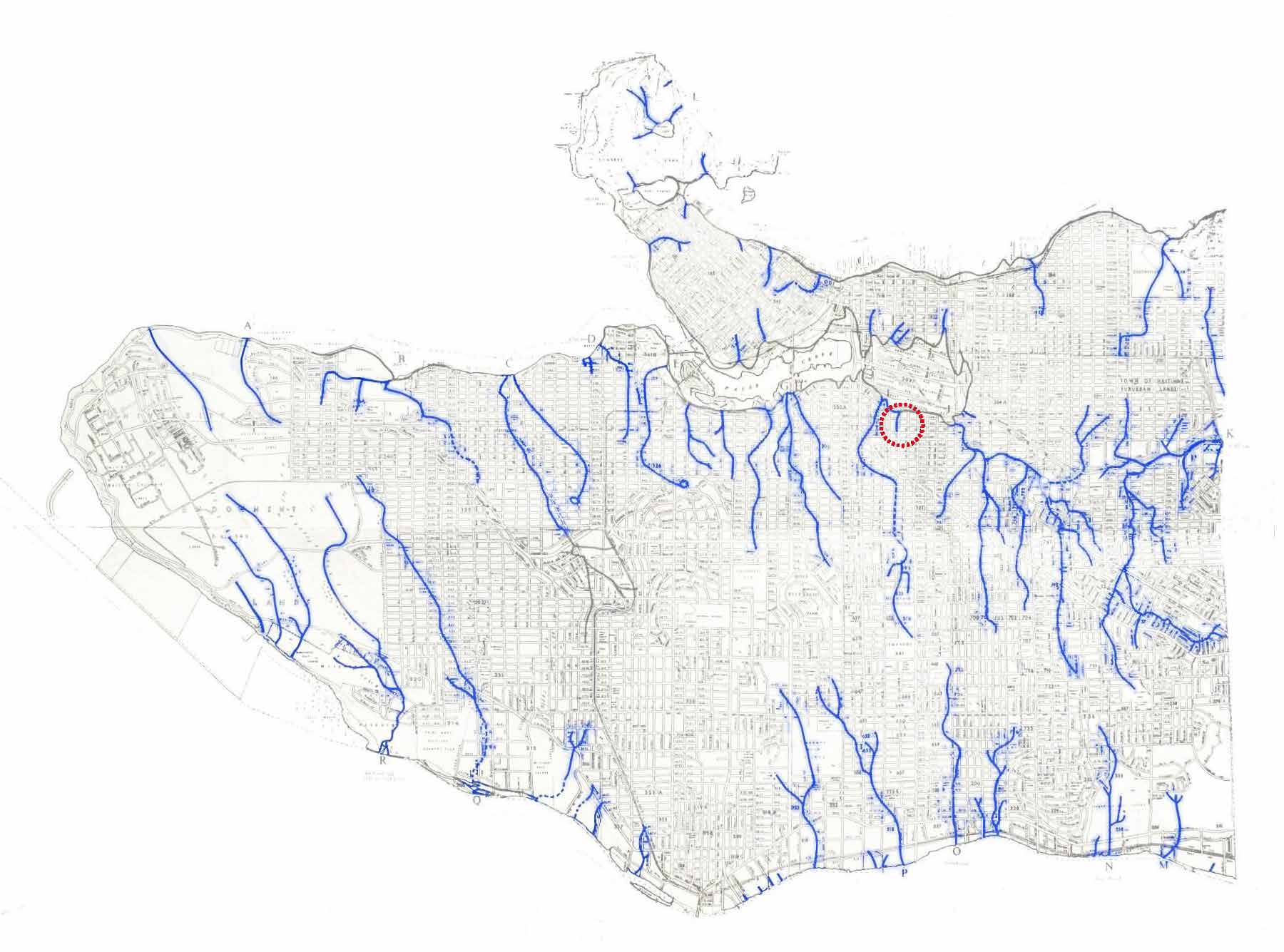  Mount Pleasant’s creeks, as well as the majority of Vancouver’s creeks, were gradually lost over the first part of our city’s history. Prior to development there were over 50 fish-bearing streams across the city, and an abundance of salmon, birds, a